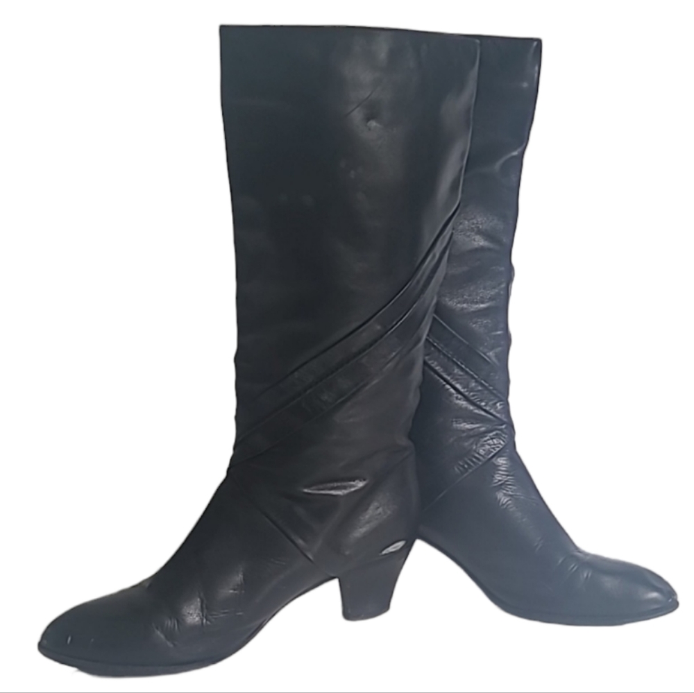 Magnanni Women's Black Leather Boots Shoes Made in Spain Size 38